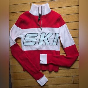 Forever 21 Red 1/4 Zip Perfect Ski Moment Sweater Sz Small